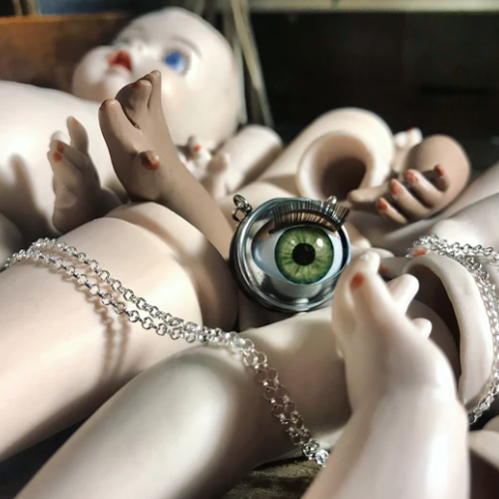 COLLIER OEIL DE POUPEE VERT - JAWLINE JEWELLERY