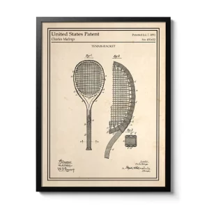 AFFICHE RAQUETTE DE TENNIS BREVET 1891 - ATELIER MALHCO