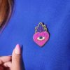 "COEUR EX-VOTO PINK" BROCHE BRODÉE À LA MAIN - MALICIEUSE