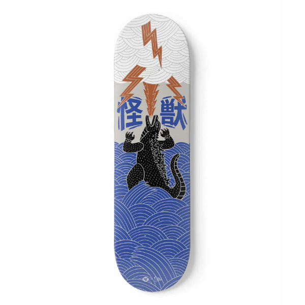 SKATEBOARD DÉCORATIF THUNDER KAIJU COLLAB THE SKATE BIRD x ALEX OMIST STUDIO