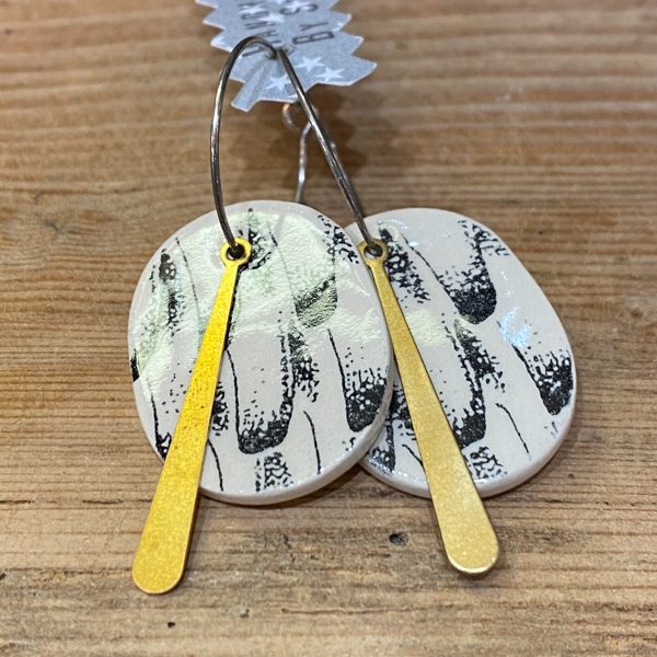 BOUCLES D'OREILLES CRÉOLES N°10 EN FAIENCE ET LAITON - STEPHANIE CAHOREL