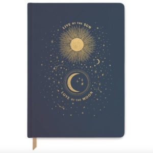 GRAND CARNET DE NOTES EN TISSU "LIVE BY THE SUN, LOVE BY THE MOON"