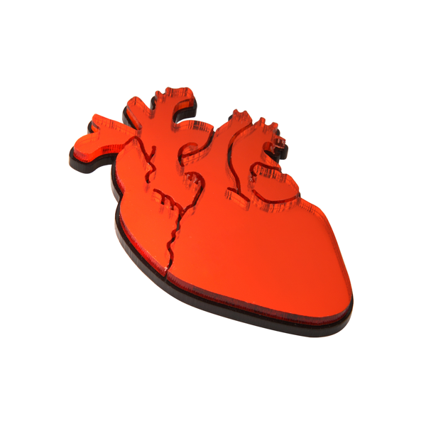 BROCHE COEUR ANATOMIQUE ROUGE "REAL HEART" - MONOLAMA