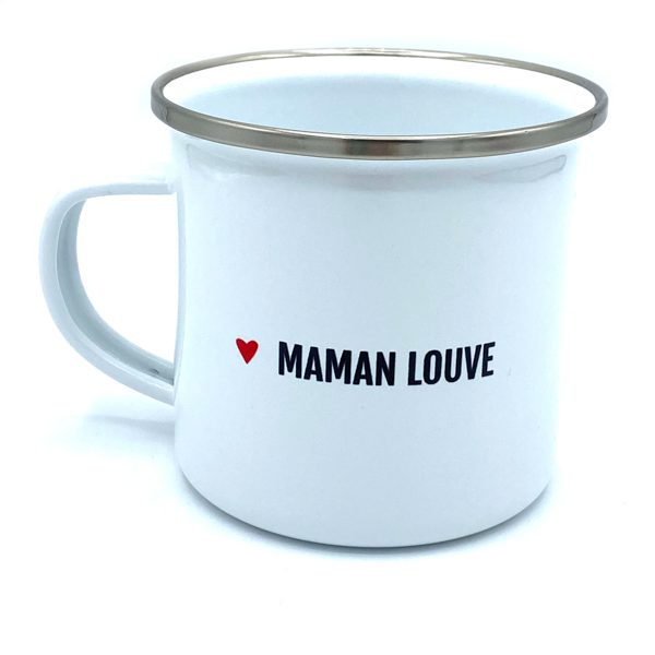 MUG EN METAL EMAILLÉ "MAMAN LOUVE" - BIBICHE FAIT SON CIRQUE