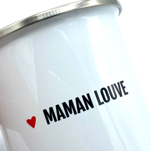 MUG EN METAL EMAILLÉ "MAMAN LOUVE" - BIBICHE FAIT SON CIRQUE