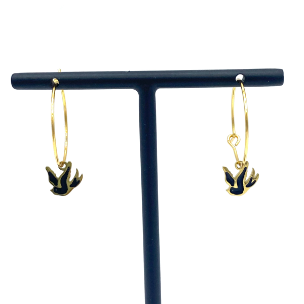BOUCLES D'OREILLES CRÉOLES HIRONDELLES - LA TATOUEUSE