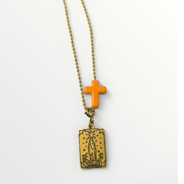COLLIER ORACLE DE MARIE - L'AMOUREUX - ORANGE - J'AI VU LA VIERGE
