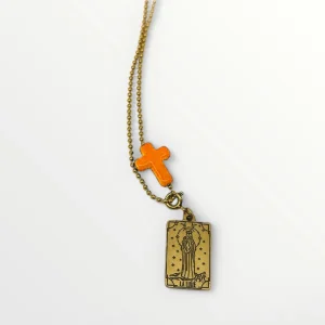COLLIER ORACLE DE MARIE - LA LUNE - ORANGE - J'AI VU LA VIERGE