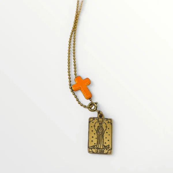 COLLIER ORACLE DE MARIE - LA LUNE - ORANGE - J'AI VU LA VIERGE