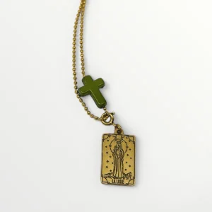 COLLIER ORACLE DE MARIE - LA LUNE - VERT KAKI - J'AI VU LA VIERGE