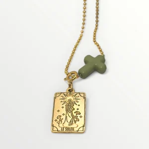 COLLIER ORACLE DE MARIE - LE SOLEIL - KAKI - J'AI VU LA VIERGE