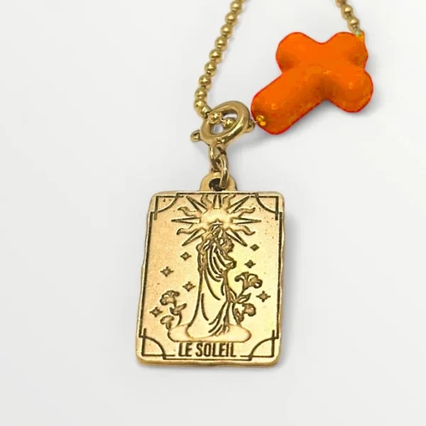 COLLIER ORACLE DE MARIE - LE SOLEIL - ORANGE - J'AI VU LA VIERGE