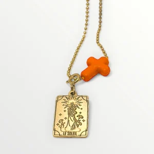 COLLIER ORACLE DE MARIE - LE SOLEIL - ORANGE - J'AI VU LA VIERGE