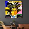 DIGIGRAPHIE BASQUIAT 90x90 PAR JEAN-PHILIPPE HENRIC CADRE NOIR - ATELIER CONTEMPORAIN