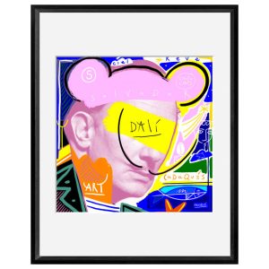 DIGIGRAPHIE DALI 40X50 PAR JEAN-PHILIPPE HENRIC CADRE NOIR - ATELIER CONTEMPORAIN