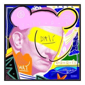DIGIGRAPHIE DALI 90x90 PAR JEAN-PHILIPPE HENRIC CADRE NOIR - ATELIER CONTEMPORAIN